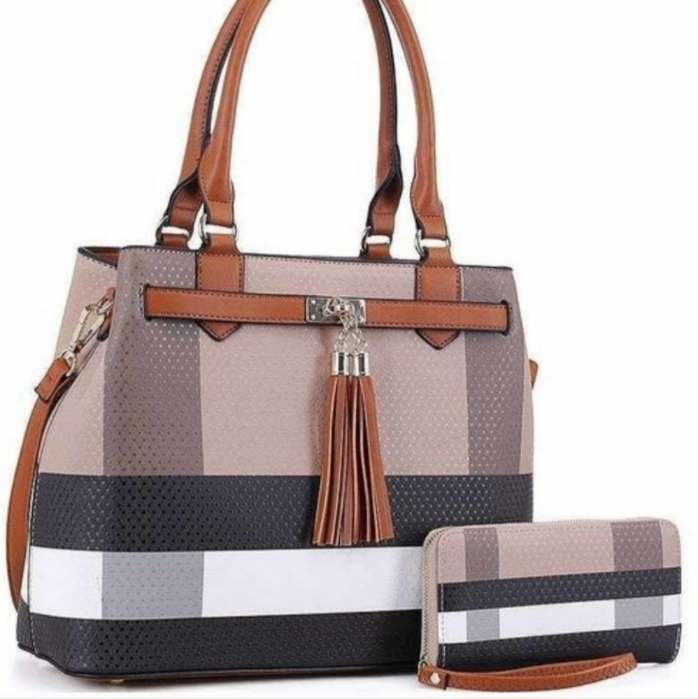 COPY - Plaid handbag/ crossbody wallet set